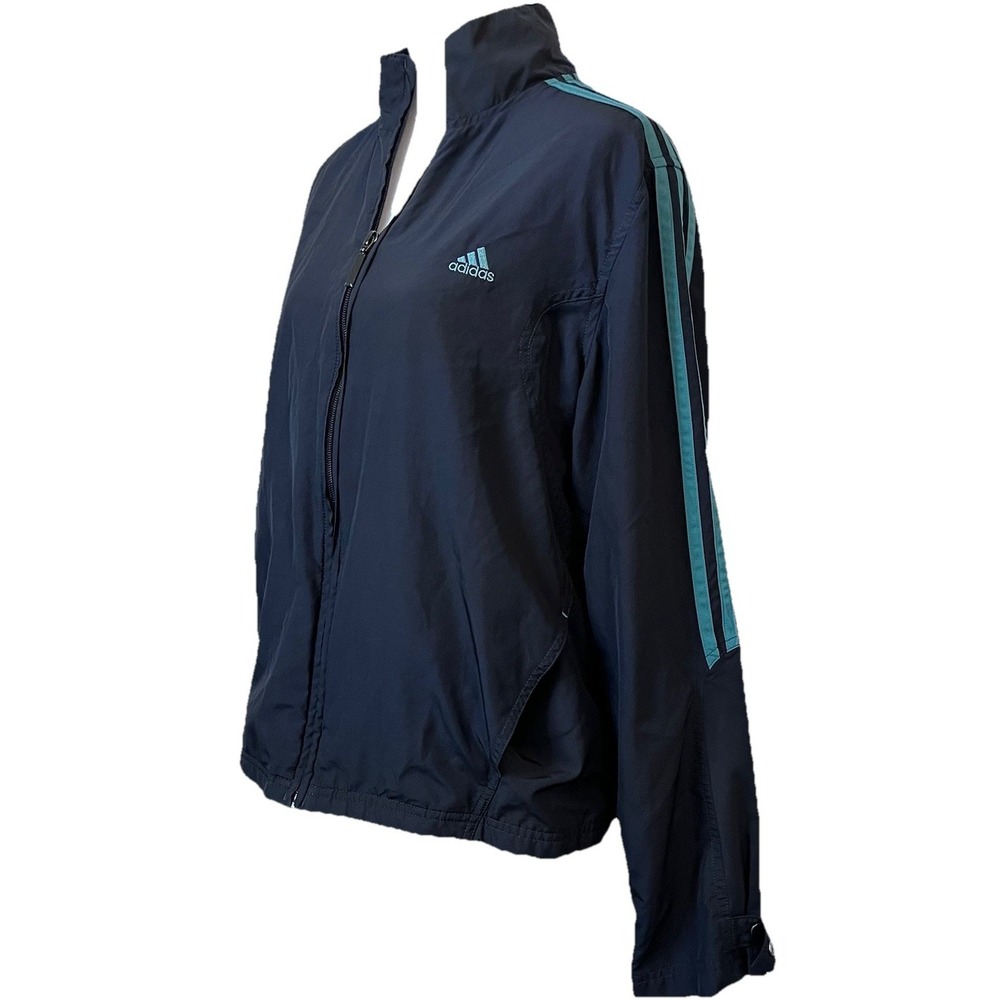 Adidas Large‎ Black/Green Classic 3 Stripe Sleeve Tricot Track Jacket Athletic